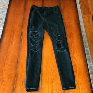 American Eagle hi-rise black distressed jeans